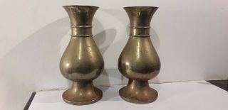 Pair Vintage Brass Heavy Weighted Chinese Style Vases 4.  718 Kg