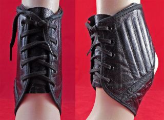 Vintage Mens Footwear Black Leather Lace - Up Athletic Sportswear Spats Gaiters