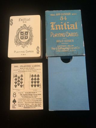 Vintage U.  S.  Playing Cards Deck 54 Initial F Uspcc Rare Playing Cards Gold Edge