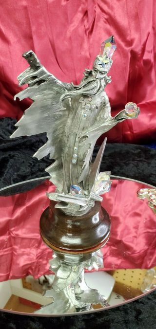 1987 Limited Edition Pewter Ice Wizard - With Crystals By James Lane Casey 1542