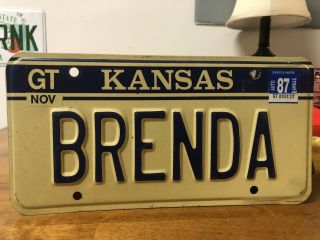 Vintage 1987 Kansas Vanity License Plate “brenda”