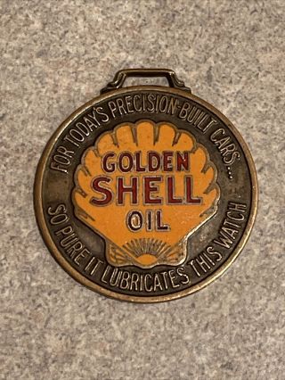 Vintage Golden Shell Oil Watch Fob - G.  H.  Woldum 1930’s