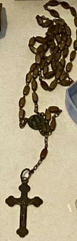 French Canada Rosary Over 100 Year Old Vintage Blessed Oval,  Fatima R/c