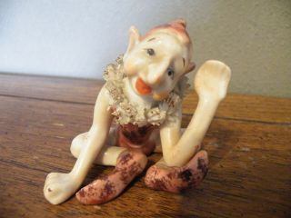 Vintage Ceramic/porcelain Elf/pixie/gnome Figurine/spaghetti Trim/japan Stamp
