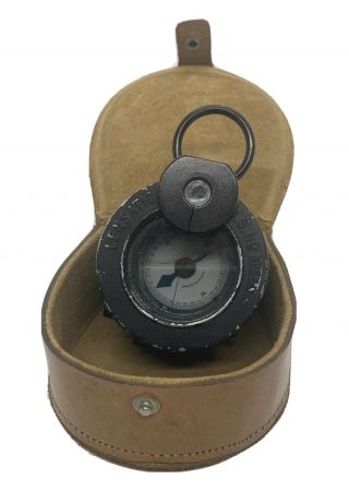 Ww2 U S Army Lensatic Compass With Leather Case - Liquid Fill Marked Us No.  13671