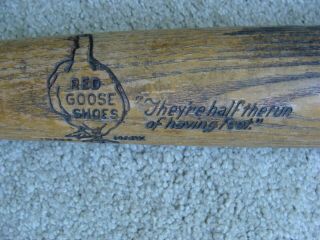 Antique Vtg Major League Red Goose Shoes Advertising Baseball Bat 33.  25 "