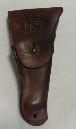 Vintage 1942 Ww2 Sears Us Army 10 1/2 " Brown Leather Pistol Gun Holster