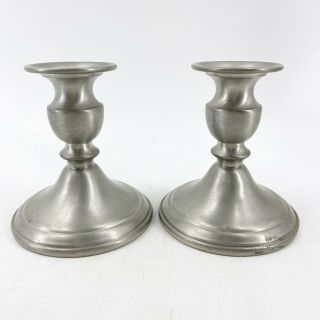Vintage Web Pewter Weighted Candlesticks Candle Holders 4 3/8” Tall