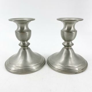 Vintage Web Pewter Weighted Candlesticks Candle Holders 4 3/8” Tall 2