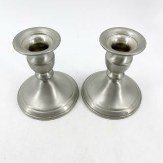 Vintage Web Pewter Weighted Candlesticks Candle Holders 4 3/8” Tall 3