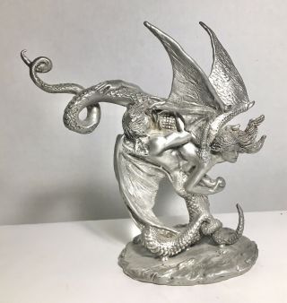 K Dopita Studios - 1988 - 6” Pewter Statue - Sexy Winged Serpent Love