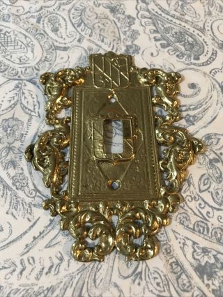 Virginia Metalcrafters 24 - 17 Brass Single Light Switch Plate Cover Vintage