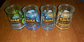 4 Pokemon Welchs Jelly Jar Juice Glass 1999 Nintendo Collectible