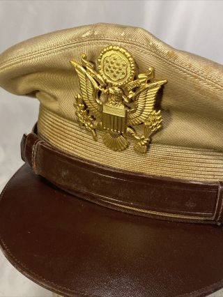 Post - WW2 US Officers Visor Khaki Size 6 7/8 (VB1713 2