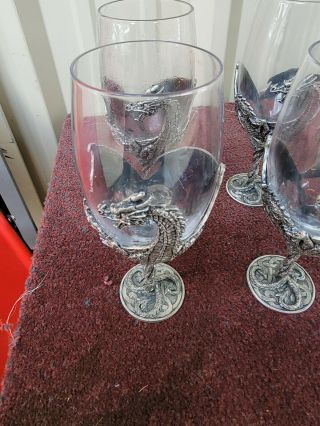 Myths and Legends Pewter Dragon Veronese Wine Goblet Glasses,  Heavy,  six 2