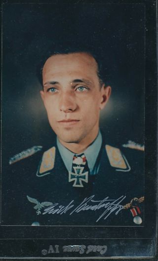 Erich Rudorffer - Luftwaffe Ace Signed Color Photo.