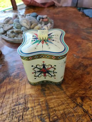 Vintage Baret Ware Art Grace England Tin Embossed Litho Candy Canister Cooky Box