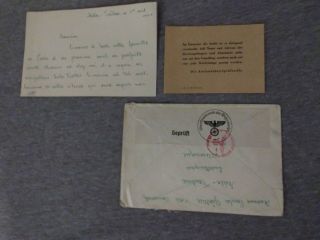 1941 Wwii German Nazi Swastika Stamped Mail Occupied France Usa W/german Insert