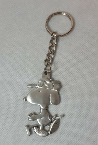 Seagull Pewter Snoopy With Golf Club Charlie Brown Peanuts Key Chain Figurine