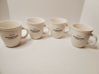 Vintage 2001 Starbucks Barista Coffee Mugs (set Of 4) Abbey White 18 Oz.