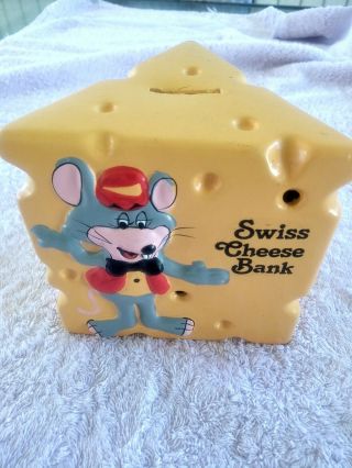 Vintage Chuck E Cheese Pizza Time Theater Swiss Cheese Bank