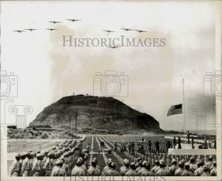 1947 Press Photo Ceremonies Held On The 2nd Anniversary Of Wwii Iwo Jima Landing