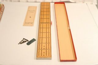 Vintage Drueke Cribbage Board No.  11 Rare Hardwood Papers And Box
