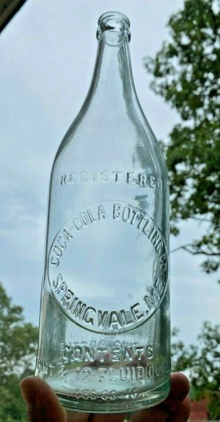 R3) Vintage Huge Coca Cola Glass Bottle Soda Fountain Springvale Me 1 Pint 12 Oz