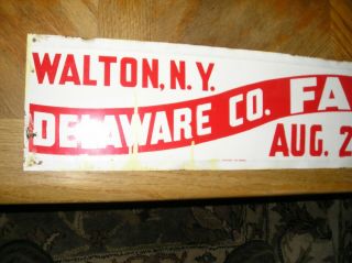 vintage Walton York DELAWARE COUNTY FAIR TIN SIGN - WALTON NY MEMORABILIA 2