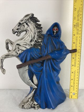 Vintage 1993 Grim Reaper Skeleton Riding Ghost Horse Figurine Statue Halloween