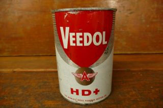 Vintage 1960’s Veedol Flying A Hd,  Motor Oil One 1 Quart Metal Oil Can - Empty