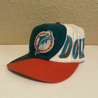 Vintage Miami Dolphins Drew Pearson Spell Out Snapback Hat Cap Wool Nfl Football