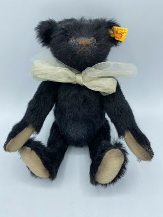 Vintage Steiff Classic Black Teddy Bear Cub Mohair Germany Made 000584