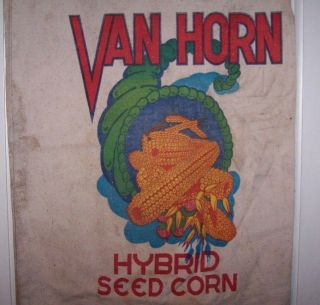 VTG ORG COTTON CLOTH VAN HORN HYBRIDS SEED CORN SACK BAG - CERRO GORDO ILL - FARM 2