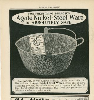 1904 Agate Nickel Steel Ware Ad Cooking Pots Pans Kettle Kitchen Vintage Retro