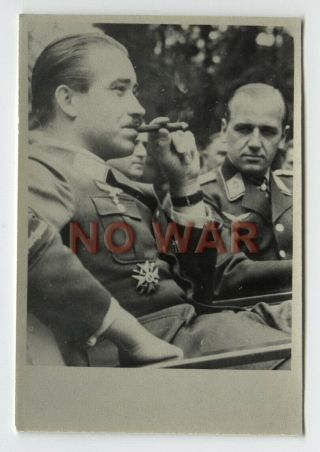 Wwii German Photo Luftwaffe Pilot Adolf Galland The Knight Cross Holder W Cigar,
