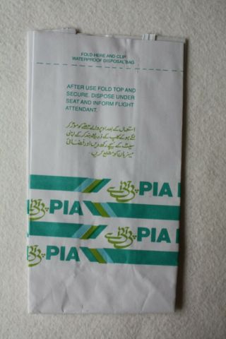 Air Sickness Bag Pia Pakistan International Airlines Small