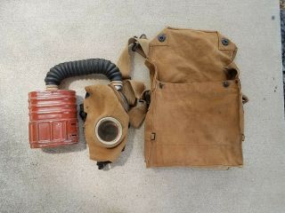 Wwii Wwi Us Army Usmc Gas Mask And Carrier Pouch