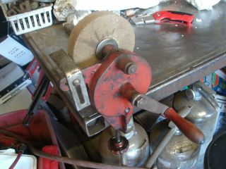 Vintage Hand Crank 4 " Bench Grinder Blacksmith Tool Wheel Great
