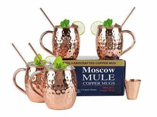 Moscow Mule Copper Mugs With Copper Handle 4 Handcrafted Copper Mule Mugs Jig
