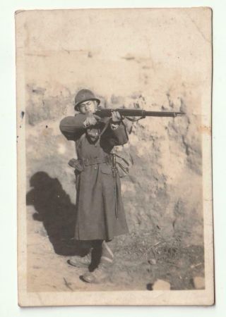Wwii Imperial Japanese Army Ija Soldier Aims Arisaka Rifle Photo In China