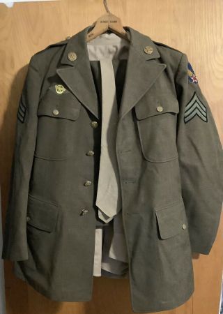 Wwii 1942 Us Army Air Corp Uniform Wool Jacket,  Dress Pants,  Shirt And Tie