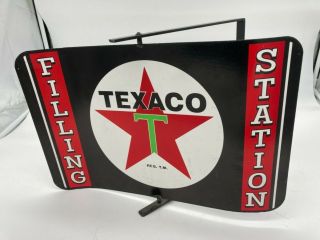 Texaco Gasoline & Motor Oil Here Tin Metal Flange Sign - Gas Station - Star