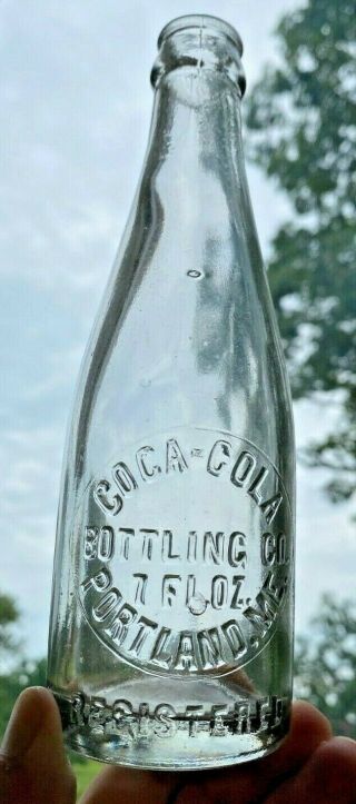 R4) Vintage Coca Cola Straight Sided Bottle Portland Me Coke Embossed 7 Fl Oz