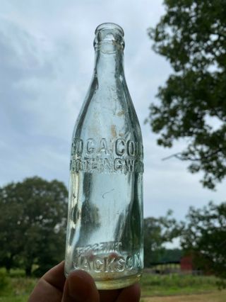 R4) Vintage Coca Cola Glass Bottle Straight Sided Jackson Tenn Tn Block Letters
