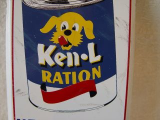 Vintage Ken - L Ration Dog Food Here Stamped Metal Advertising Door Push Sign 3