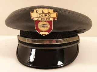 Rare Vintage " D & L Tours " Bus Driver Hat Cap W/ Gold Tone Metal Badge