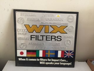 Vintage Wix Filters Import Cars Embossed Sign Vintage Shop Sign Wix 23” X 25.  5”