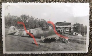 Wwii Photo Captured Wrecked Bf 109,  Me 109 Tail With Spiral Spinner
