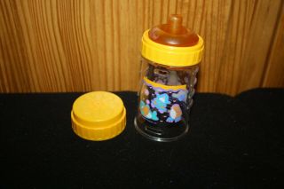 Vintage Playtex Drop In Nurser Bottle Pattern Design Yellow Flat Nipple 4oz.